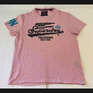 VTG SUPERDRY YOKOHAMA HIGH FLYERS T-SHIRT Pink Black XL British Design JAPAN